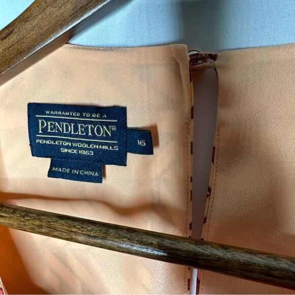 PENDLETON Orange Geometric Striped Sleeveless Dress NWOT in Size 16 - Picture 2 of 7